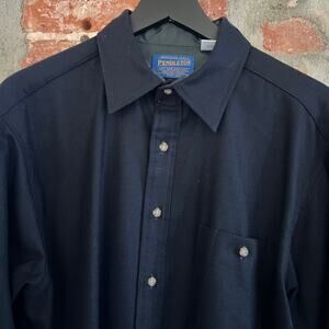 Pendleton Men's Navy Flannel Shirt L MADE USA 22x30